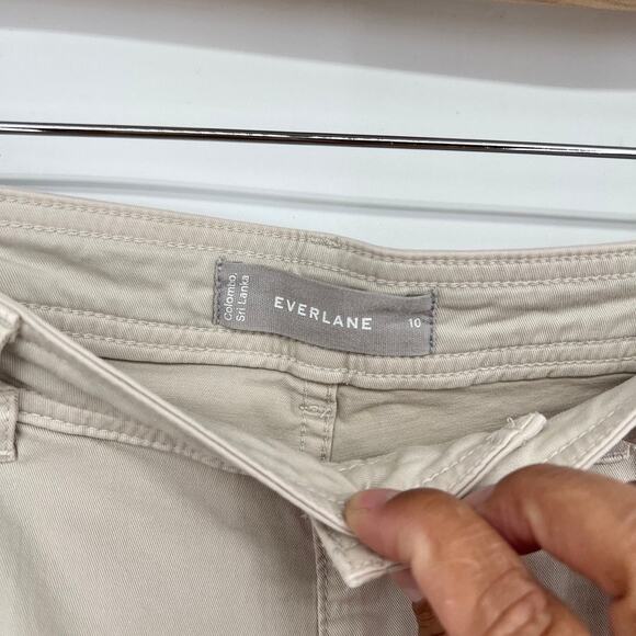 Everlane The Lightweight Wide Leg Crop Chino Pants Women's 10 Tan - Picture 4 of 8
